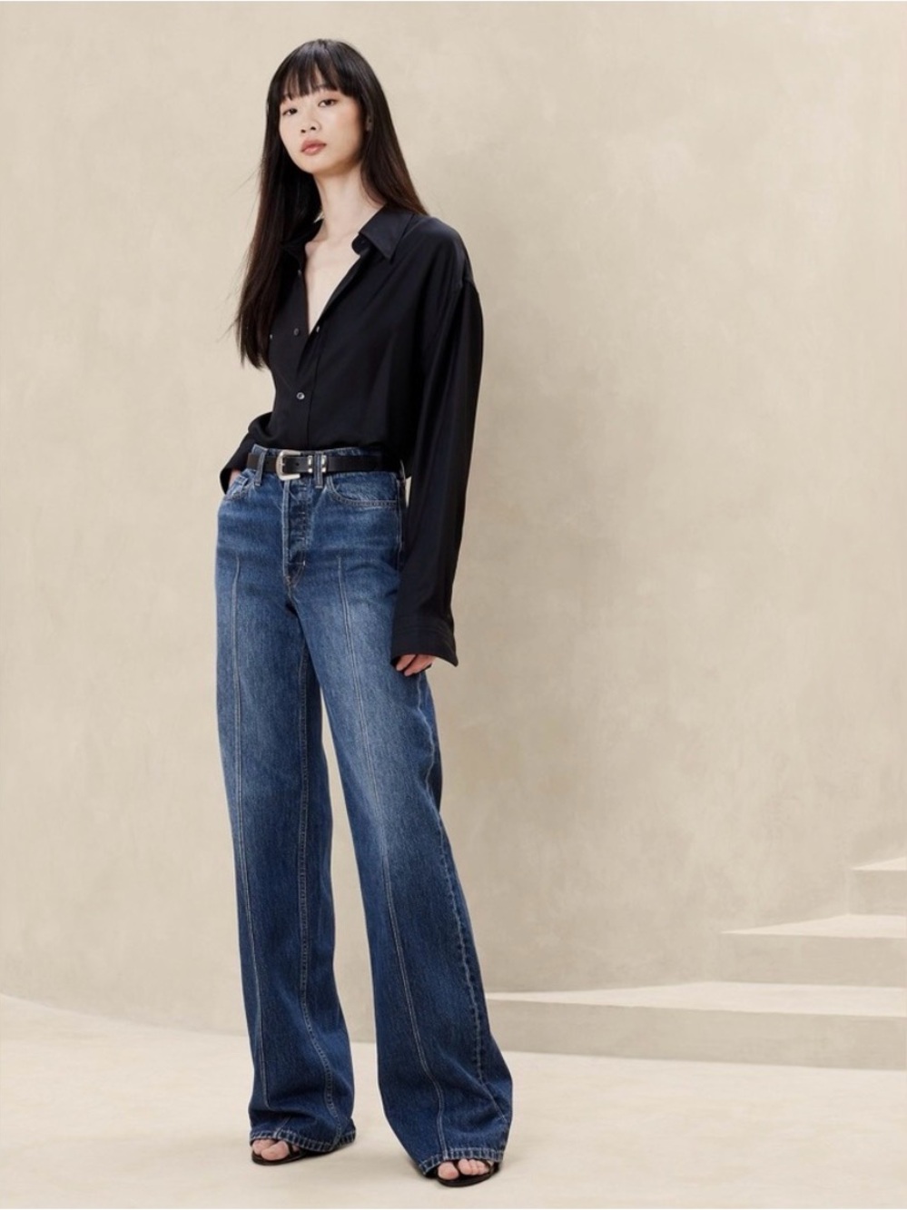 Banana Republic Wide-Leg Pintuck Jeans 27 LIKE NEW